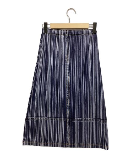 PLEATS PLEASE（プリーツプリーズ）PLEATS PLEASE (プリーツプリーズ) プリーツスカート ネイビー×ホワイト サイズ:3の古着・服飾アイテム