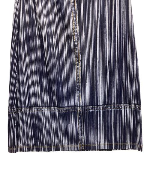PLEATS PLEASE（プリーツプリーズ）PLEATS PLEASE (プリーツプリーズ) プリーツスカート ネイビー×ホワイト サイズ:3の古着・服飾アイテム