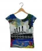 me ISSEY MIYAKEミーイッセイ ミヤケ）の古着「ノースリーブカットソー」｜ブルー