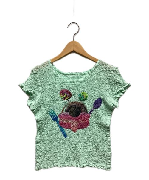 me ISSEY MIYAKE（ミーイッセイ ミヤケ）me ISSEY MIYAKE (ミーイッセイ ミヤケ) カットソー ライトグリーン サイズ:表記なしの古着・服飾アイテム