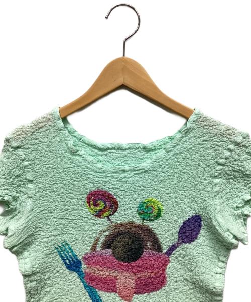 me ISSEY MIYAKE（ミーイッセイ ミヤケ）me ISSEY MIYAKE (ミーイッセイ ミヤケ) カットソー ライトグリーン サイズ:表記なしの古着・服飾アイテム