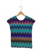 me ISSEY MIYAKEミーイッセイ ミヤケ）の古着「ノースリーブカットソー」｜ネイビー×ブルー