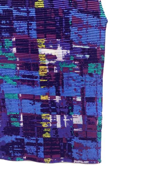 me ISSEY MIYAKE（ミーイッセイ ミヤケ）me ISSEY MIYAKE (ミーイッセイ ミヤケ) ノースリーブカットソー パープル×ブルー サイズ:表記なしの古着・服飾アイテム