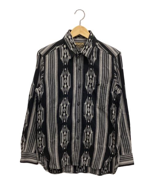 MUSHMANS（マッシュマンズ）MUSHMANS (マッシュマンズ) 柄シャツ ブラック サイズ:Sの古着・服飾アイテム