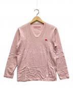 BURBERRY BLACK LABELバーバリーブラックレーベル）の古着「VネックTシャツ」｜ピンク