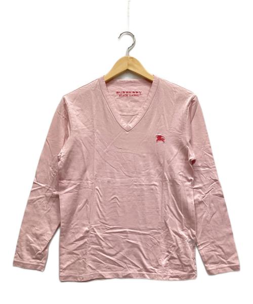 BURBERRY BLACK LABEL（バーバリーブラックレーベル）BURBERRY BLACK LABEL (バーバリーブラックレーベル) VネックTシャツ ピンク サイズ:2の古着・服飾アイテム