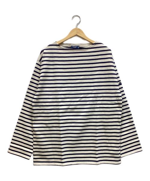 SAINT JAMES（セントジェームス）SAINT JAMES (セントジェームス) ボートネックカットソー ホワイト×ネイビー サイズ:T8 未使用品の古着・服飾アイテム