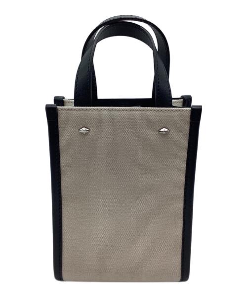 JIMMY CHOO（ジミーチュウ）JIMMY CHOO (ジミーチュウ) キャンバスミニトートバッグ アイボリー×ブラックの古着・服飾アイテム