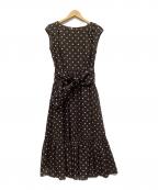 Apuweiser-richeアプワイザーリッシェ）の古着「フレンチスリーブギャザーワンピース」｜ブラウン