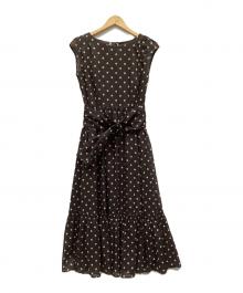 Apuweiser-riche（アプワイザーリッシェ）の古着「フレンチスリーブギャザーワンピース」｜ブラウン