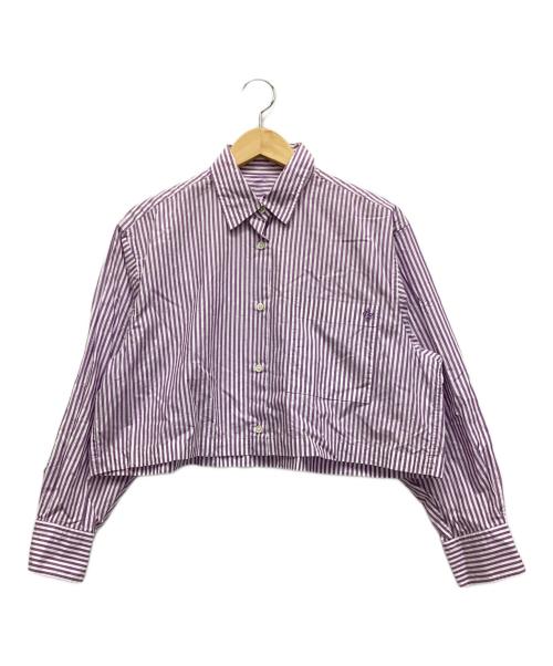 BEAUTY&YOUTH UNITED ARROWS（ビューティーアンドユースユナイテッドアローズ）BEAUTY&YOUTH UNITED ARROWS (ビューティーアンドユースユナイテッドアローズ) コットンストライプショート シャツ パープル×ホワイト サイズ:表記なしの古着・服飾アイテム