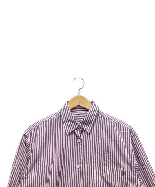 BEAUTY&YOUTH UNITED ARROWS（ビューティーアンドユースユナイテッドアローズ）BEAUTY&YOUTH UNITED ARROWS (ビューティーアンドユースユナイテッドアローズ) コットンストライプショート シャツ パープル×ホワイト サイズ:表記なしの古着・服飾アイテム