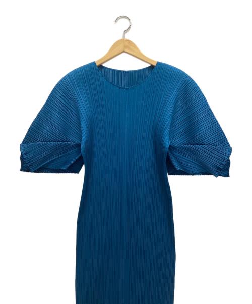 PLEATS PLEASE（プリーツプリーズ）PLEATS PLEASE (プリーツプリーズ) 半袖ワンピース ネイビー サイズ:3の古着・服飾アイテム