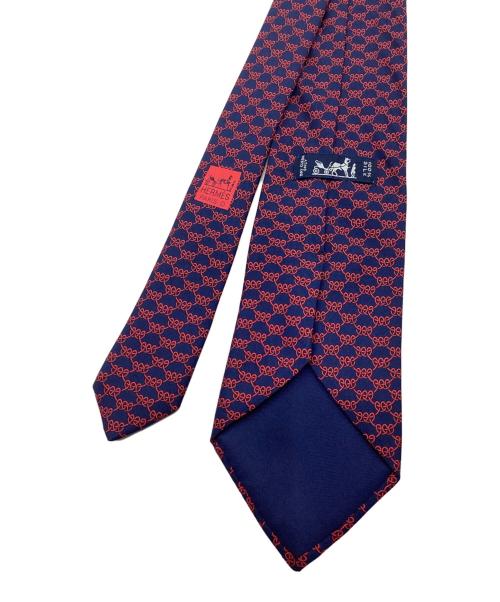 HERMES（エルメス）HERMES (エルメス) ネクタイ ネイビー×レッド サイズ:表記なしの古着・服飾アイテム