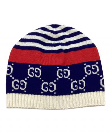 中古・古着通販】GUCCI (グッチ) ニットキャップ ネイビー×レッド