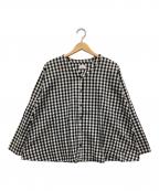 URBAN RESEARCH DOORSアーバンリサーチドアーズ）の古着「ギンガムフレアブラウス」｜ブラック×ホワイト