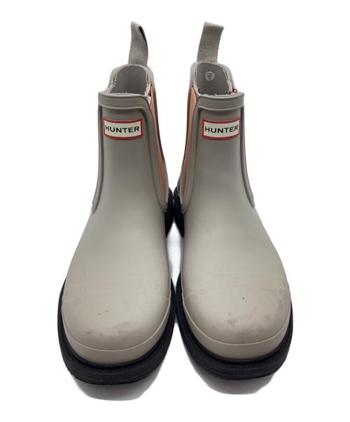HUNTER（ハンター）HUNTER (ハンター) サイドゴアレインブーツ ベージュ×オレンジ サイズ:UK6の古着・服飾アイテム