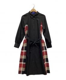 BLUE LABEL CRESTBRIDGE（ブルーレーベルクレストブリッジ）の古着「ソフトクリアツイルドレス」｜ブラック×レッド