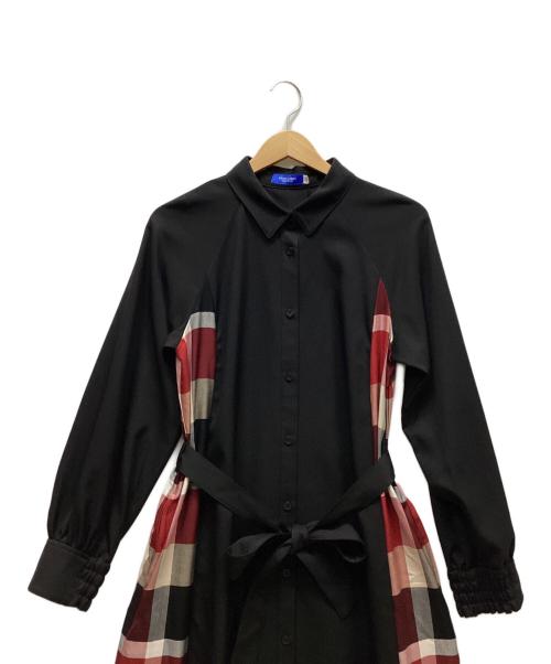 BLUE LABEL CRESTBRIDGE（ブルーレーベルクレストブリッジ）BLUE LABEL CRESTBRIDGE (ブルーレーベルクレストブリッジ) ソフトクリアツイルドレス ブラック×レッド サイズ:38の古着・服飾アイテム