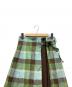 BLUE LABEL CRESTBRIDGE (ブルーレーベルクレストブリッジ) サイドベルトフレアスカート グリーン×ブラウン サイズ:40 未使用品：9000円