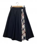 BLUE LABEL CRESTBRIDGEブルーレーベルクレストブリッジ）の古着「シャンブレートロピカルフレアスカート」｜ネイビー