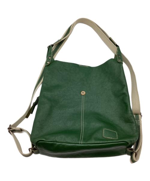 -（-）- (-) 2WAYレザーバッグ グリーンの古着・服飾アイテム