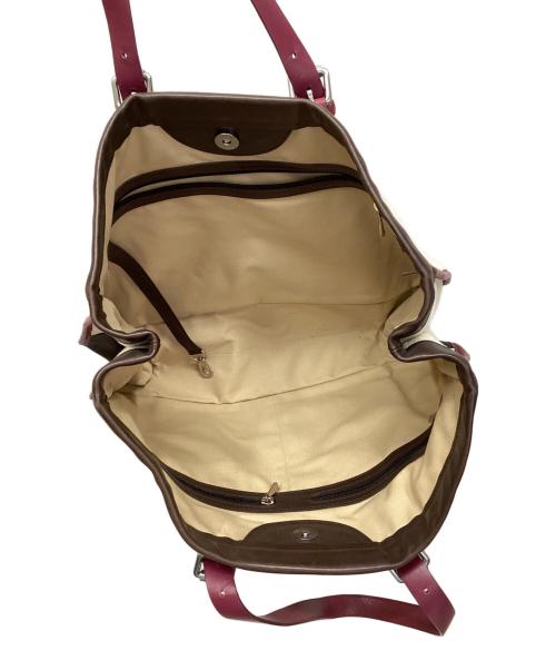 LONGCHAMP（ロンシャン）LONGCHAMP (ロンシャン) トートバッグ ホワイト×ボルドーの古着・服飾アイテム