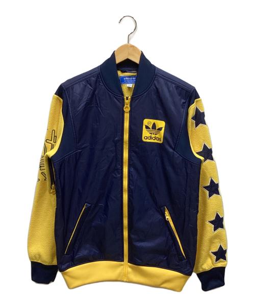 adidas（アディダス）adidas (アディダス) ナイロンジャケット ネイビー×イエロー サイズ:Lの古着・服飾アイテム