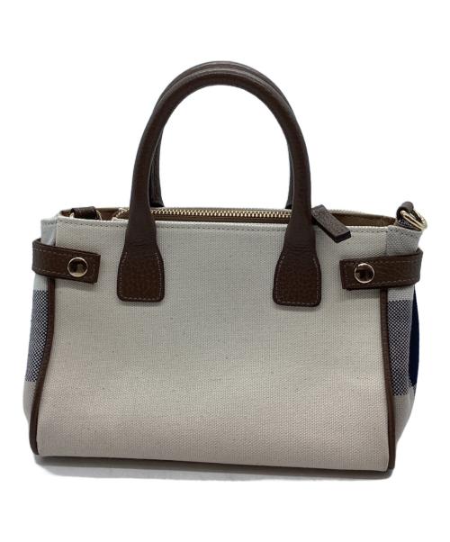 BLUE LABEL CRESTBRIDGE（ブルーレーベルクレストブリッジ）BLUE LABEL CRESTBRIDGE (ブルーレーベルクレストブリッジ) ロゴプリントハトメトート アイボリーの古着・服飾アイテム