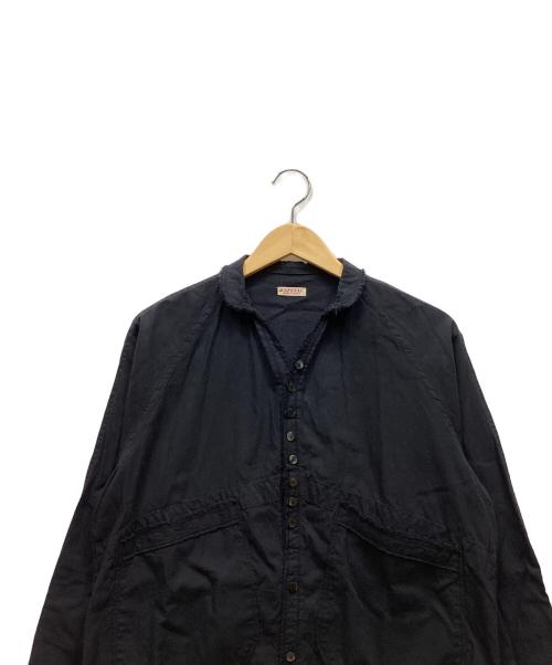 KAPITAL（キャピタル）KAPITAL (キャピタル) ガーゼリネンヘリンボンスタンドペニーシャツ ネイビー サイズ:1の古着・服飾アイテム