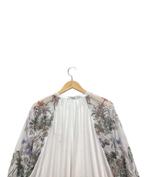 iS ScoLar（イズ スカラー）iS ScoLar (イズ スカラー) 花柄×ニットソー切替カーディガン ホワイト サイズ:M 未使用品の古着・服飾アイテム