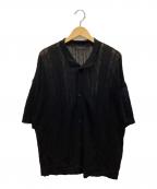 RAGEBLUEレイジブルー）の古着「透かし編み半袖ニットシャツ」｜ブラック