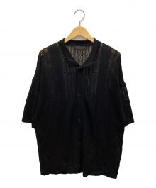 RAGEBLUE（レイジブルー）の古着「透かし編み半袖ニットシャツ」｜ブラック