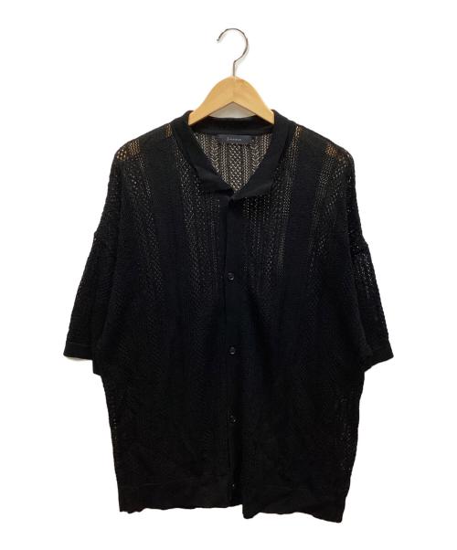 RAGEBLUE（レイジブルー）RAGEBLUE (レイジブルー) 透かし編み半袖ニットシャツ ブラック サイズ:Mの古着・服飾アイテム