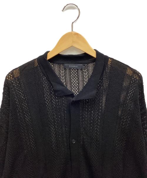 RAGEBLUE（レイジブルー）RAGEBLUE (レイジブルー) 透かし編み半袖ニットシャツ ブラック サイズ:Mの古着・服飾アイテム