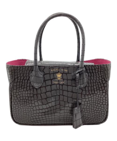 A.D.M.J.（エーディーエムジェイ）A.D.M.J. (エーディーエムジェイ) 型押しクロコハンドバッグ グレーの古着・服飾アイテム