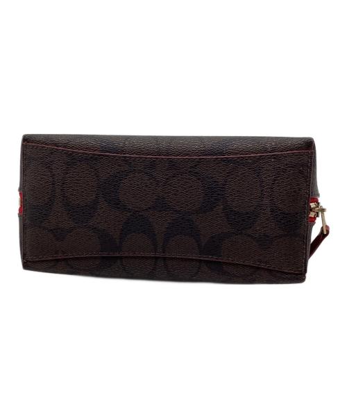COACH（コーチ）COACH (コーチ) ポーチ ブラウン×レッドの古着・服飾アイテム