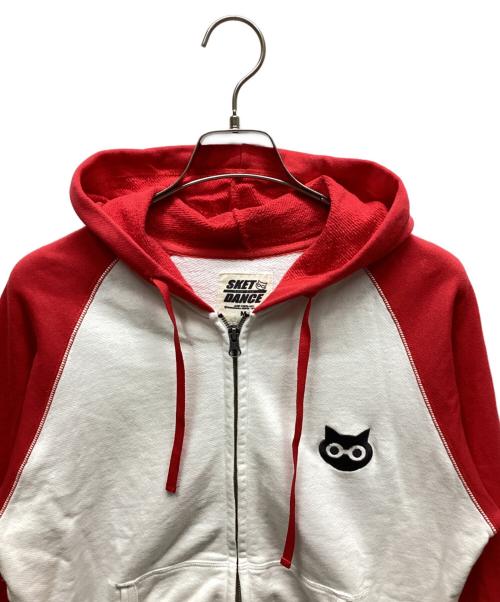 sket dance（スケットダンス）sket dance (スケットダンス) ジップパーカー ホワイト×レッド サイズ:Mの古着・服飾アイテム