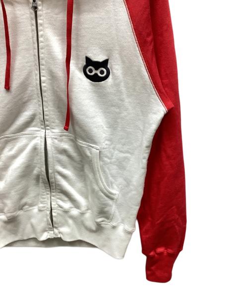 sket dance（スケットダンス）sket dance (スケットダンス) ジップパーカー ホワイト×レッド サイズ:Mの古着・服飾アイテム