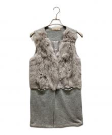 Titilate Valet（ティティレイトヴァレット）の古着「Vネックラビットファーニットジレ」｜ライトグレー