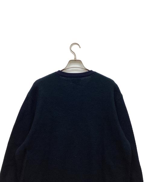 BEAMS（ビームス）BEAMS (ビームス) 12ゲージ 鹿の子 クルーネック ニット ネイビー×グリーン サイズ:XLの古着・服飾アイテム