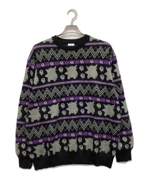 pokemon（ポケモン）pokemon (ポケモン) ゲンガーハイゲージニット ブラック×パープル サイズ:XLの古着・服飾アイテム