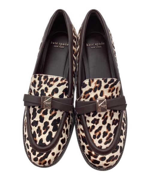 Kate Spade（ケイトスペード）Kate Spade (ケイトスペード) DECO BOW HC LOAFER ブラウン×ベージュ サイズ:6の古着・服飾アイテム