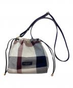 BLUE LABEL CRESTBRIDGEブルーレーベルクレストブリッジ）の古着「巾着ショルダーポーチ」｜ホワイト×ネイビー