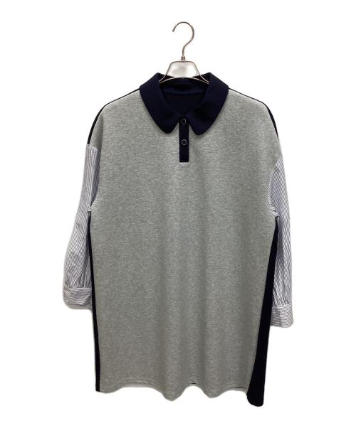 KUOSE（クオセ）KUOSE (クオセ) 長袖ワンピース グレー×ネイビー サイズ:Lの古着・服飾アイテム