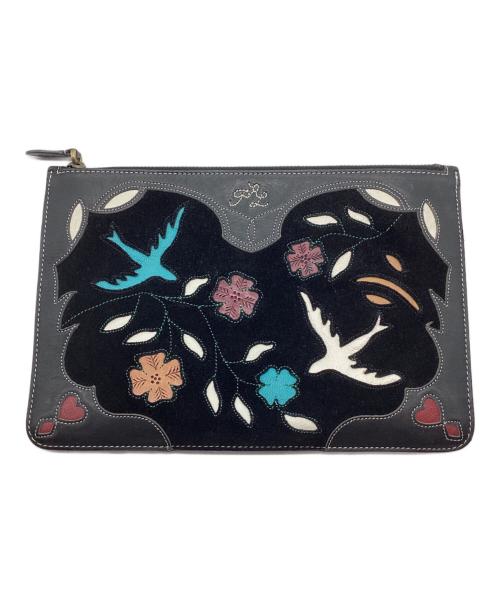 POLO RALPH LAUREN（ポロ・ラルフローレン）POLO RALPH LAUREN (ポロ・ラルフローレン) クラッチバッグ ブラック×グレーの古着・服飾アイテム