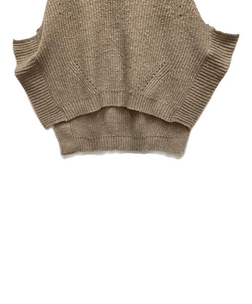 eimee law（エイミーロウ）eimee law (エイミーロウ) ロゴテープVネックサイドスリットベスト ベージュ サイズ:38の古着・服飾アイテム