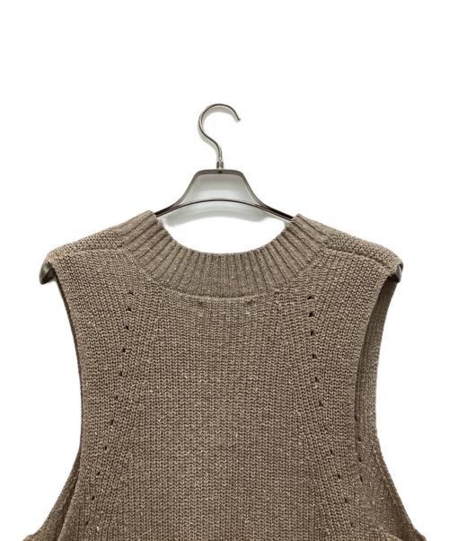 eimee law（エイミーロウ）eimee law (エイミーロウ) ロゴテープVネックサイドスリットベスト ベージュ サイズ:38の古着・服飾アイテム