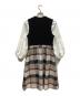 BLUE LABEL CRESTBRIDGE (ブルーレーベルクレストブリッジ) ツイードニットドッキングドレス ホワイト×ブラック サイズ:L 未使用品：30000円