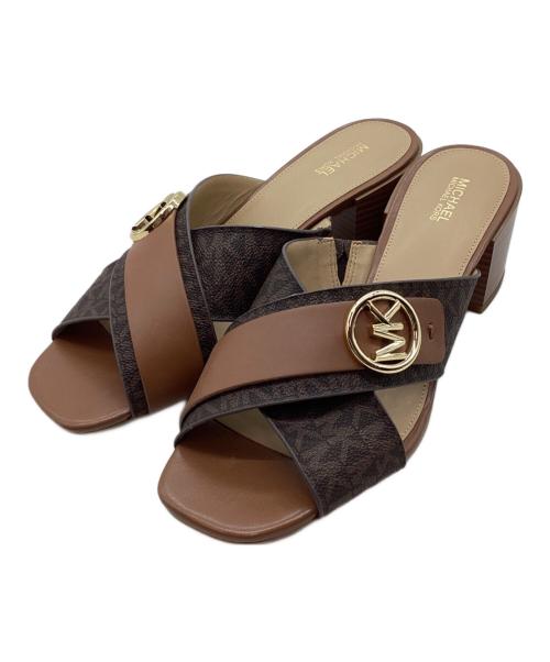MICHAEL KORS（マイケル・コース）MICHAEL KORS (マイケル・コース) クロスストラップヒールサンダル ブラウン×ベージュ サイズ:25の古着・服飾アイテム